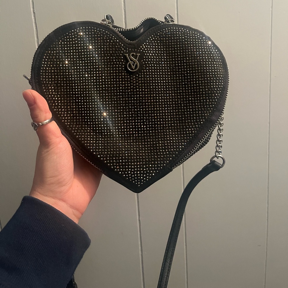 SOLD!!! Victorias Secret black bling heart crossbody